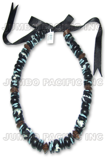 JCP869 Wood jewelry Philippine cloth wrapped necklace