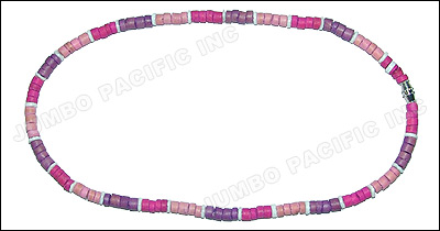 Coco Heishe Necklace in pick fusshia and violet color